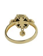 Кольцо из лимонного золота c бриллиантами и ониксом