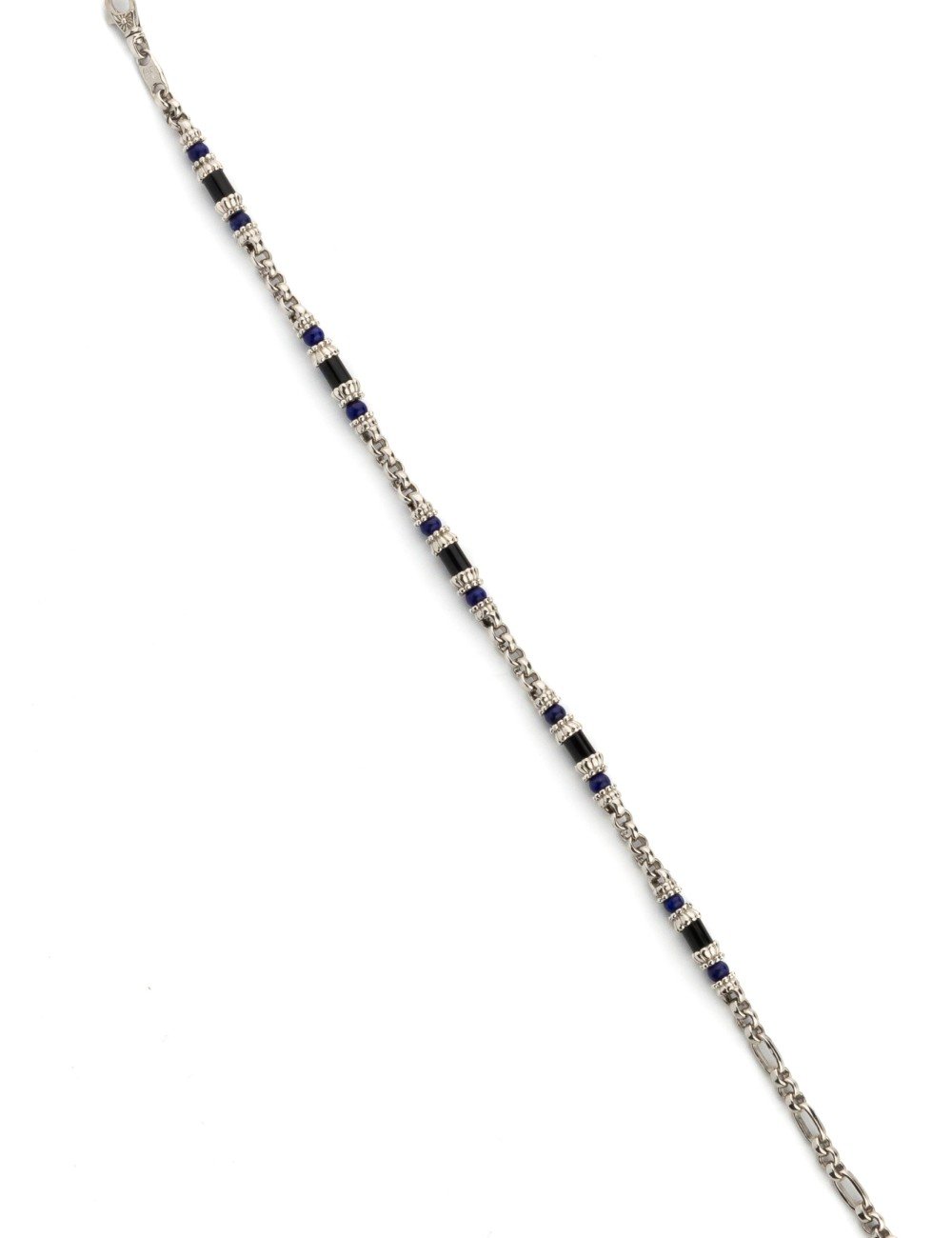 Браслет из белого золота c ониксом и лазуритом