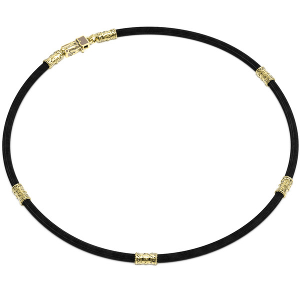 Цепь-шнурок шелк из лимонного золота 585 пробы c шёлковым шнурком