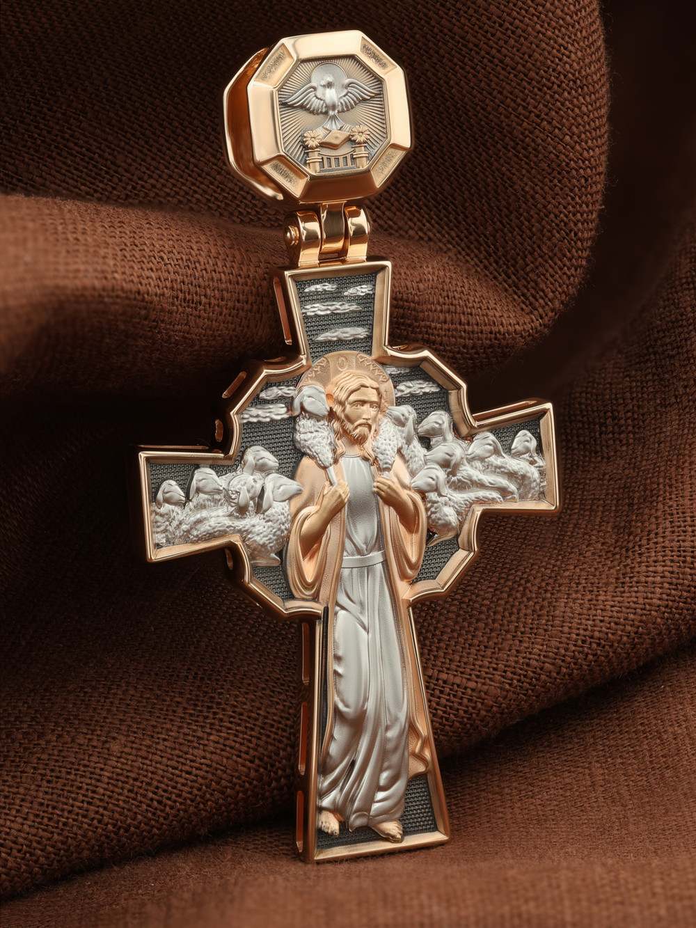 Крест из красного золота 585 пробы