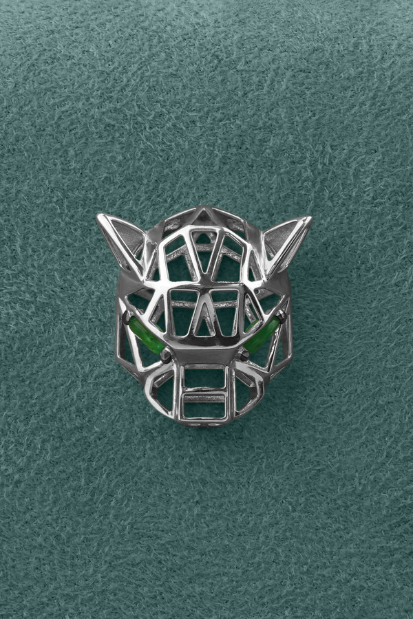 Подвеска из белого золота 585 пробы c изумрудом