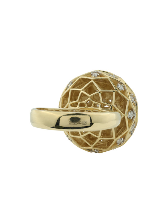 Кольцо из лимонного золота 585 пробы c бриллиантами