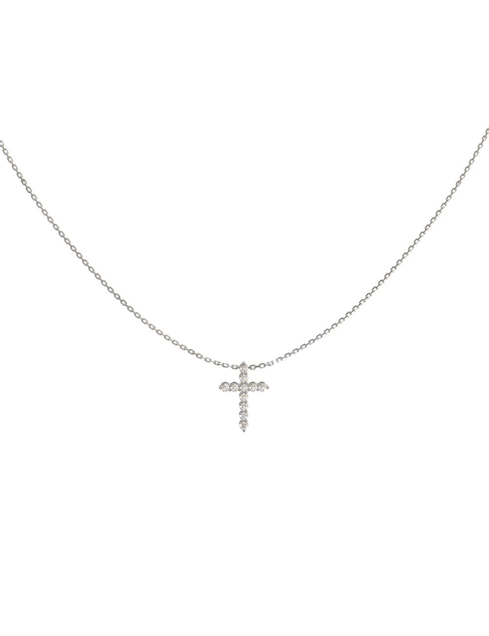 Крест из белого золота c бриллиантами