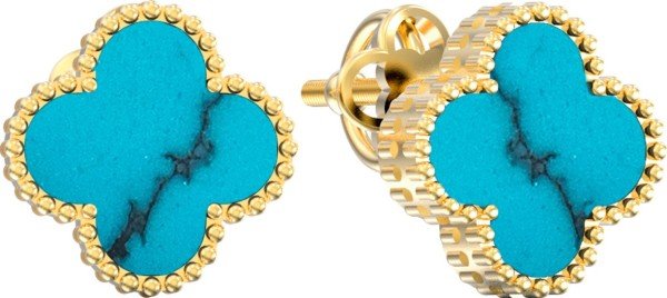 Серьги из лимонного золота c бирюзой