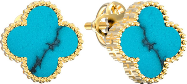 Серьги из лимонного золота 585 пробы c бирюзой