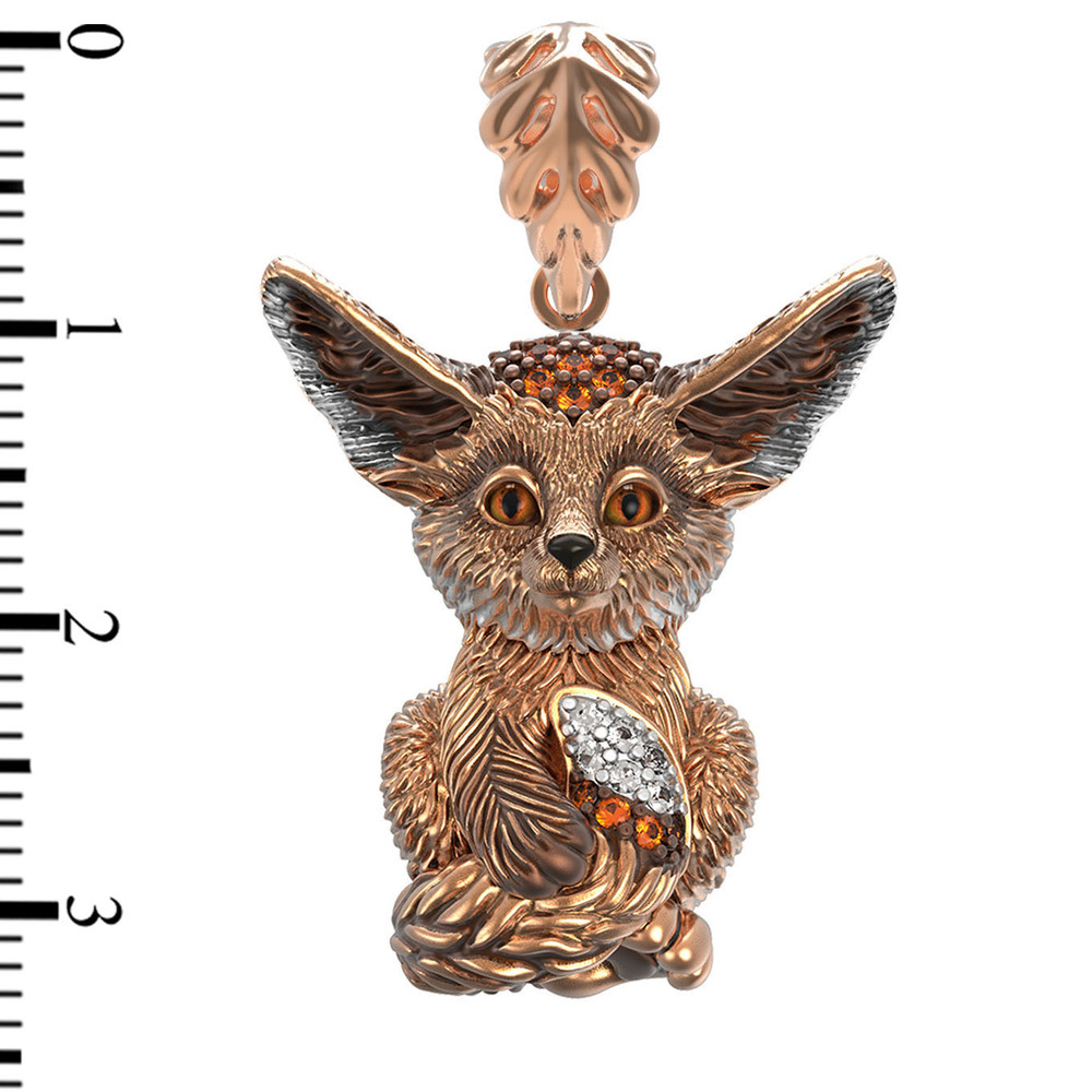 Подвеска из красного золота 585 пробы c эмалью и фианитом