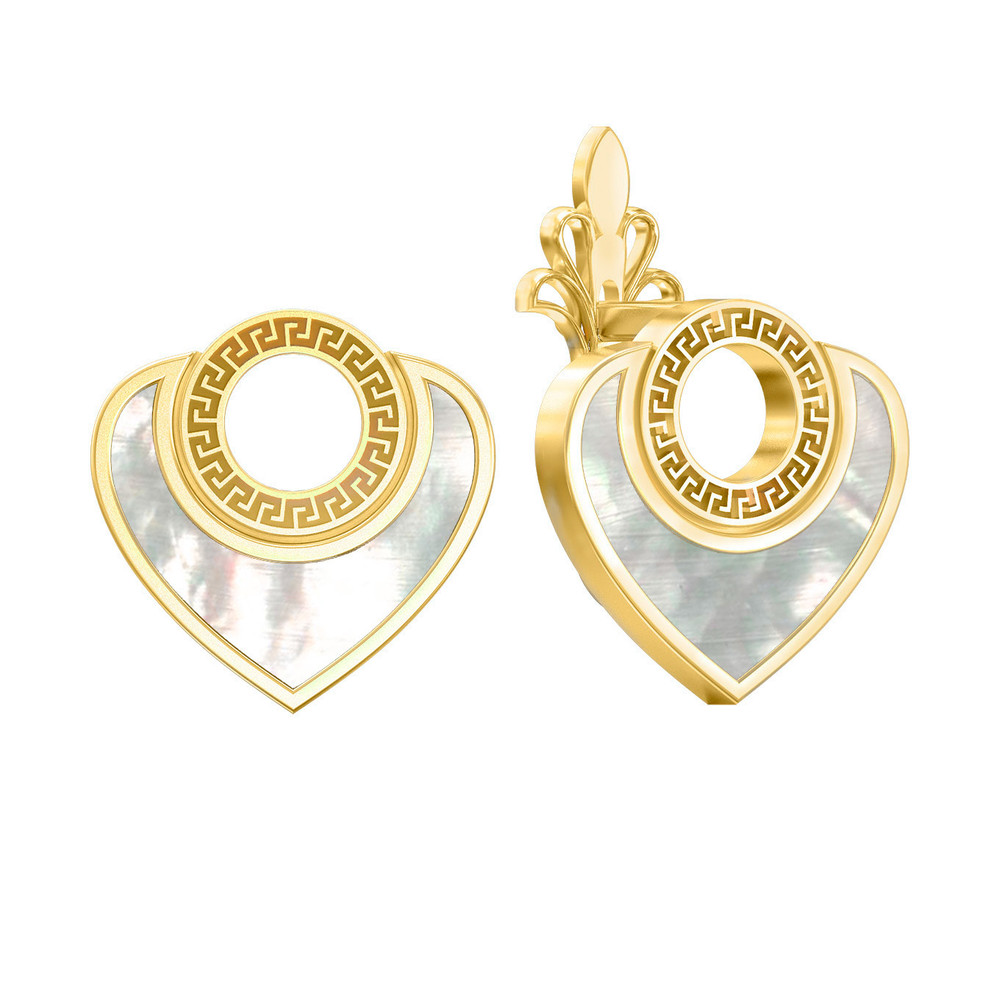 Серьги из лимонного золота 585 пробы c перламутром