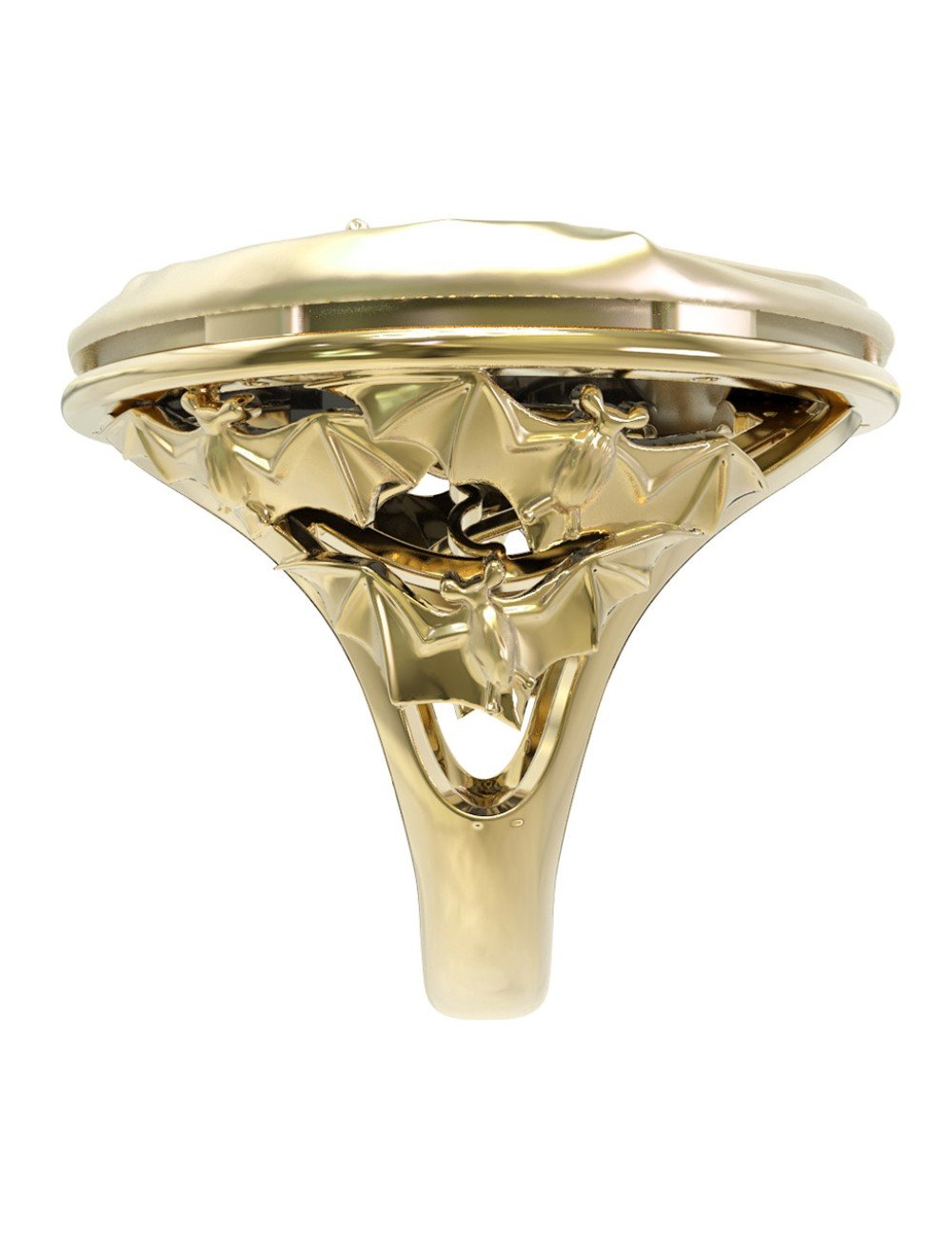 Кольцо из лимонного золота c эмалью и ониксом