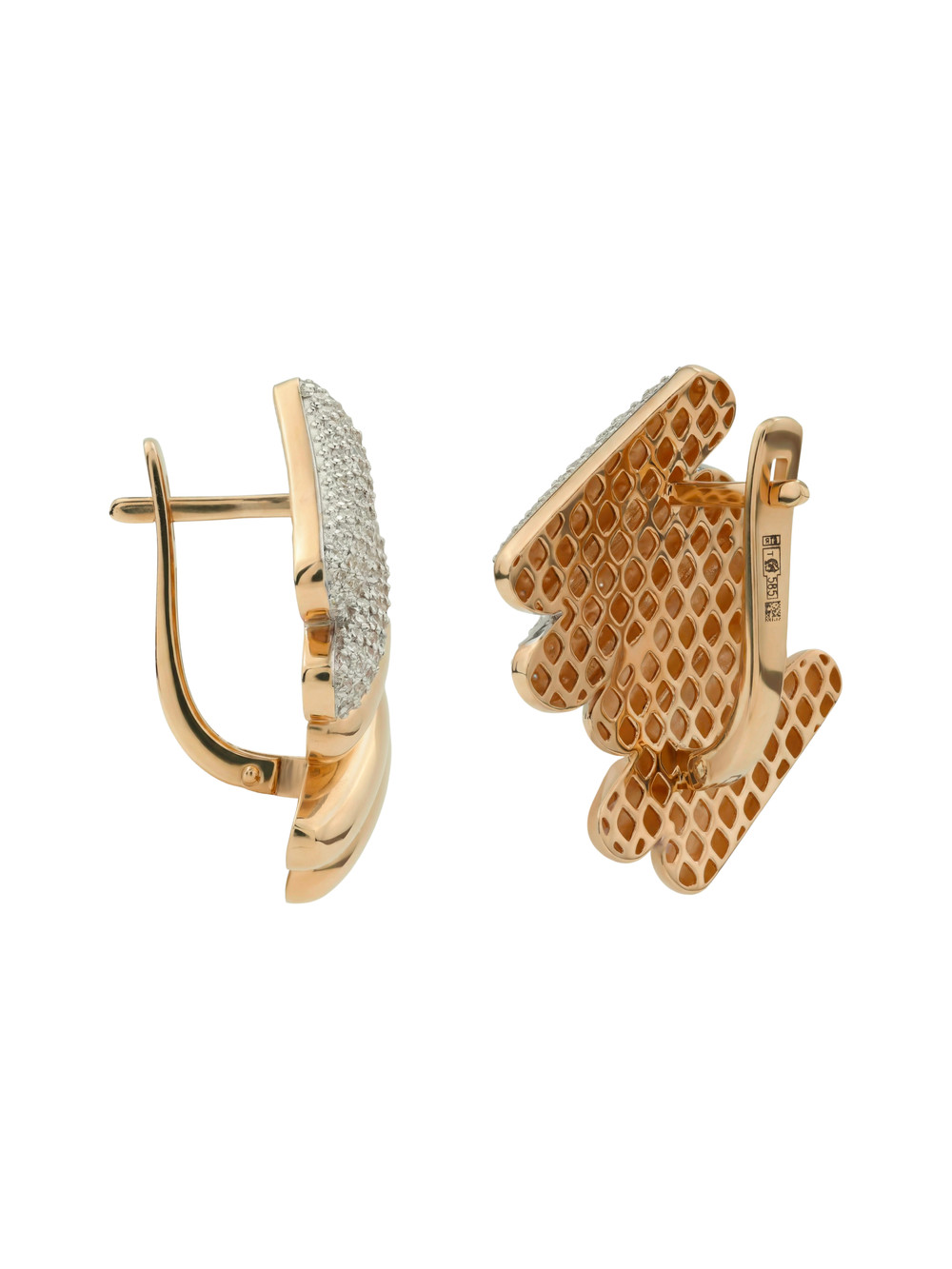 Серьги из красного золота 585 пробы c бриллиантами