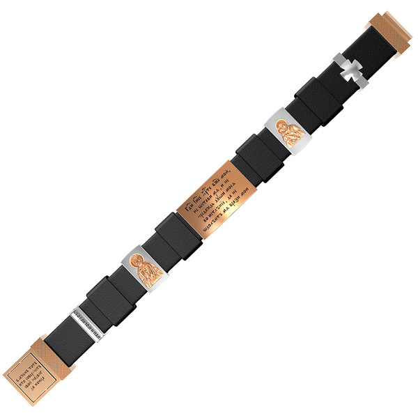 Браслет из красного золота 585 пробы c кожаным шнурком