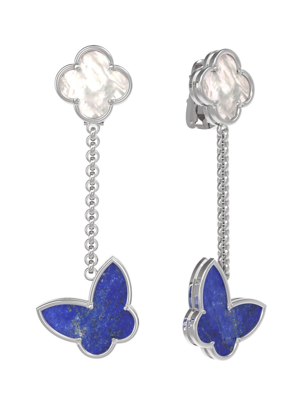 Серьги из белого золота c лазуритом и перламутром