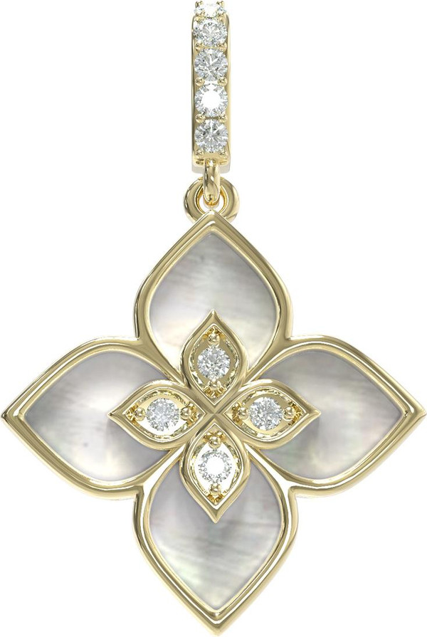 Подвеска из лимонного золота 585 пробы c бриллиантами и перламутром