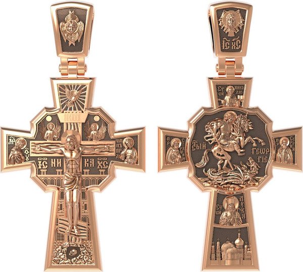 Крест из красного золота 585 пробы