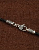 Гайтан из серебра 960 пробы c кожаным шнурком и ониксом