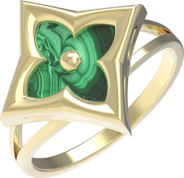 Кольцо из лимонного золота c малахитом