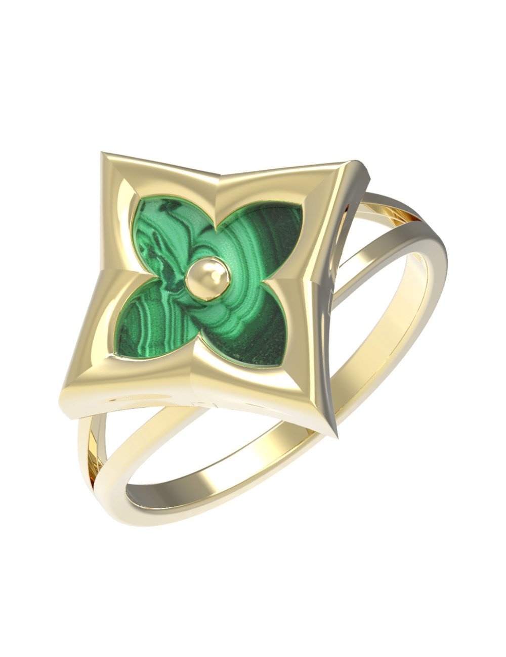 Кольцо из лимонного золота c малахитом