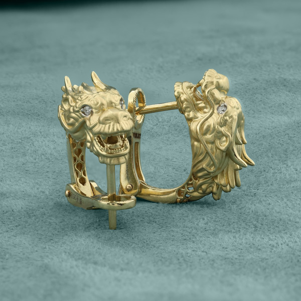 Серьги из лимонного золота 585 пробы c бриллиантами