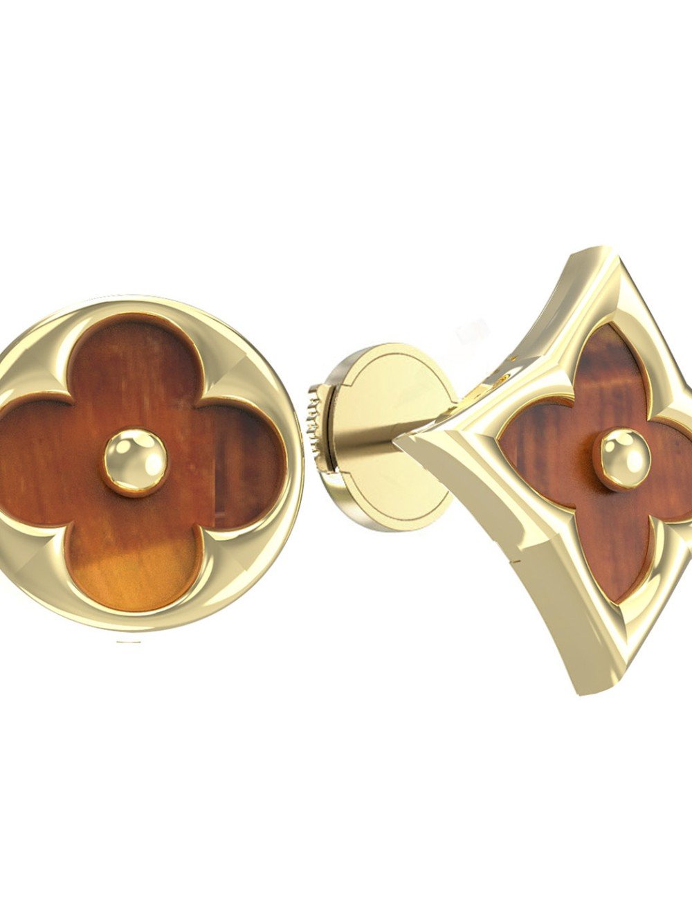 Серьги из лимонного золота c тигровым глазом