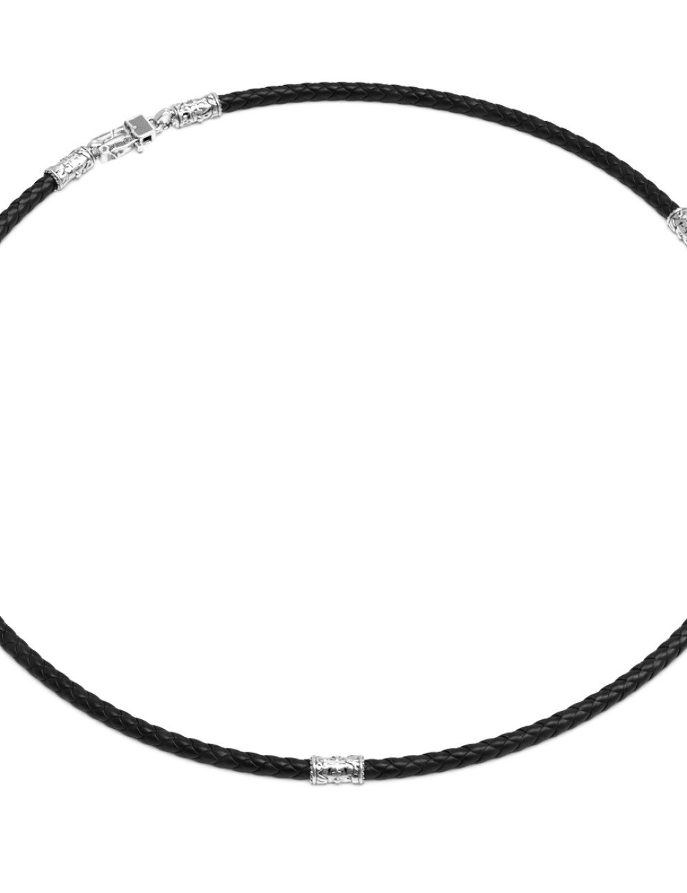 Гайтан из белого золота c кожаным шнурком