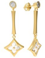 Серьги из лимонного золота c фианитом и перламутром