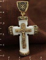 Крест из лимонного золота c бивнем мамонта