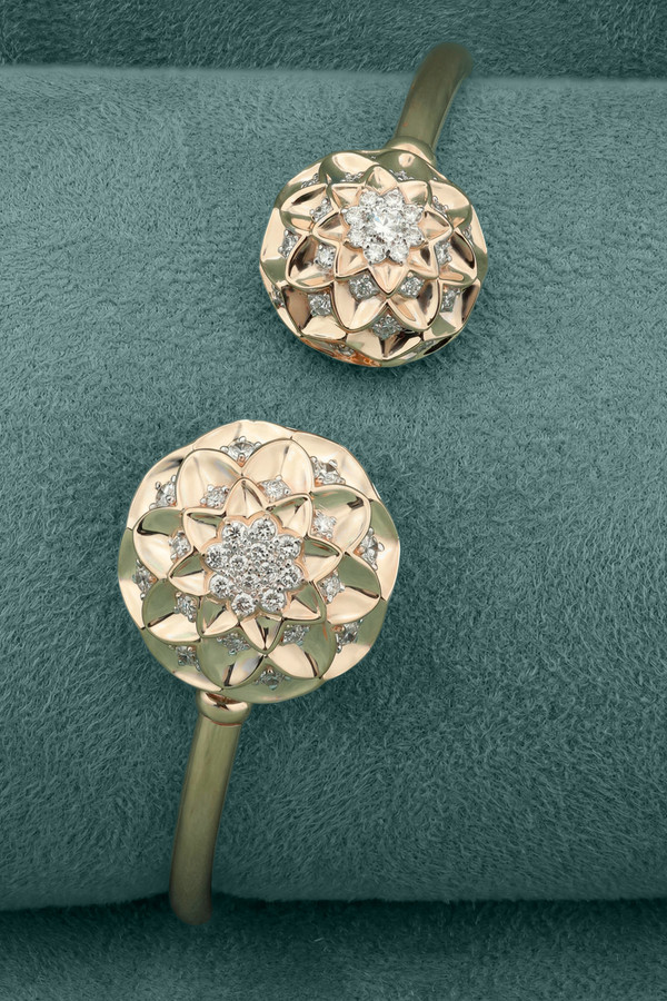 Браслет из красного золота 585 пробы c бриллиантами