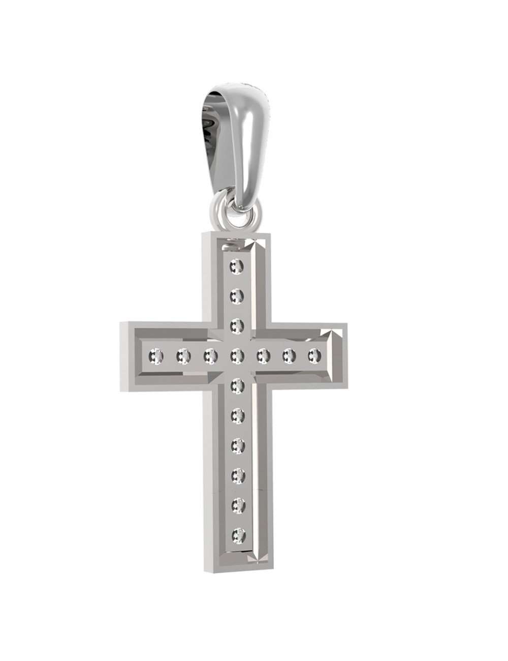 Крест из белого золота c бриллиантами