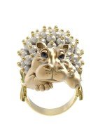 Кольцо из лимонного золота c эмалью и жемчугом