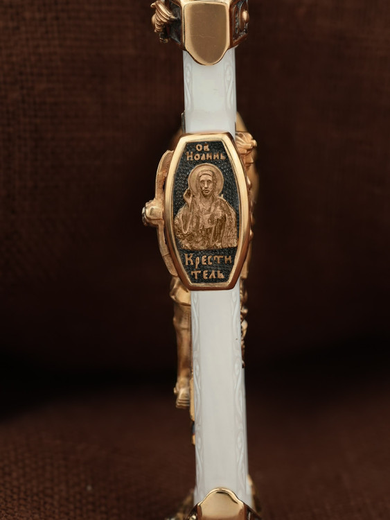 Крест из красного золота 585 пробы c бивнем мамонта