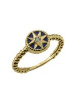 Кольцо из лимонного золота c бриллиантами и лазуритом