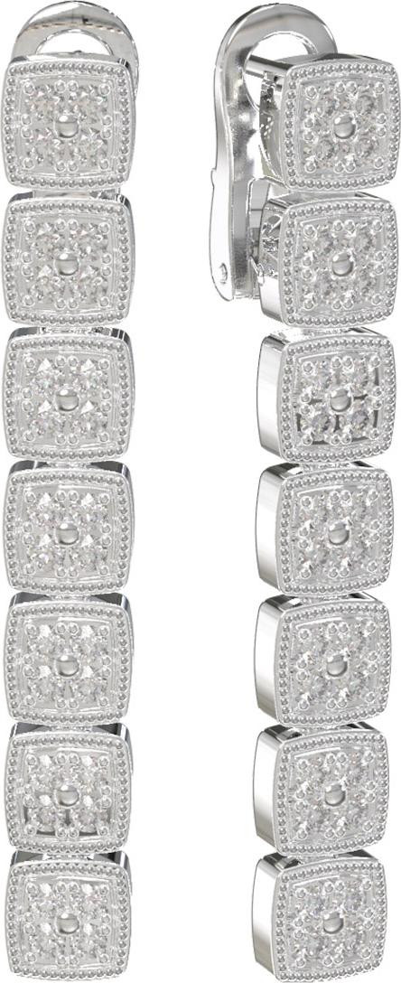 Серьги из белого золота 585 пробы c бриллиантами