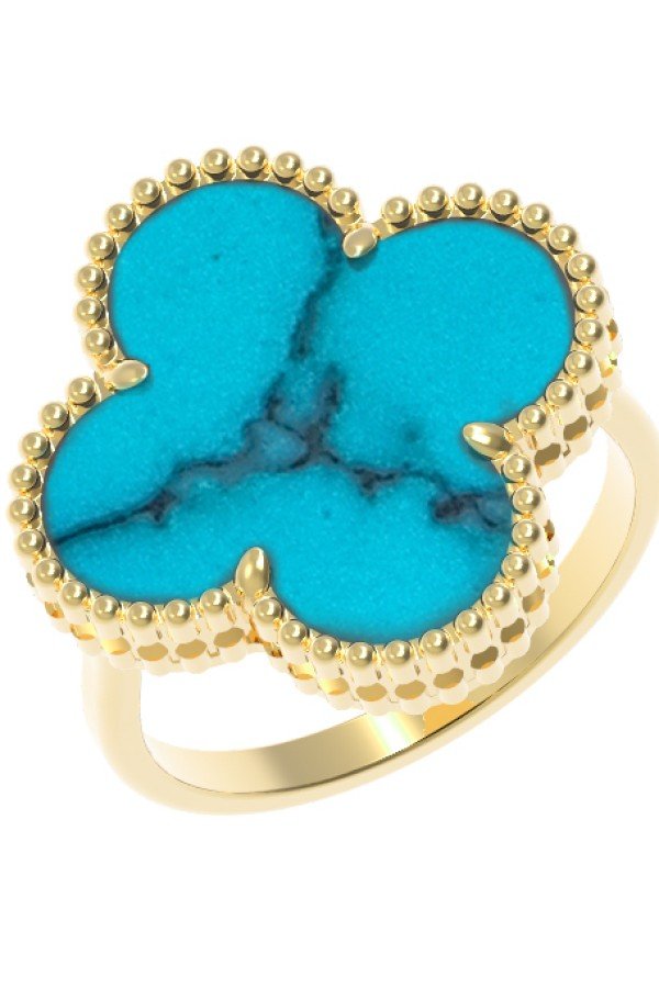 Кольцо из лимонного золота c бирюзой