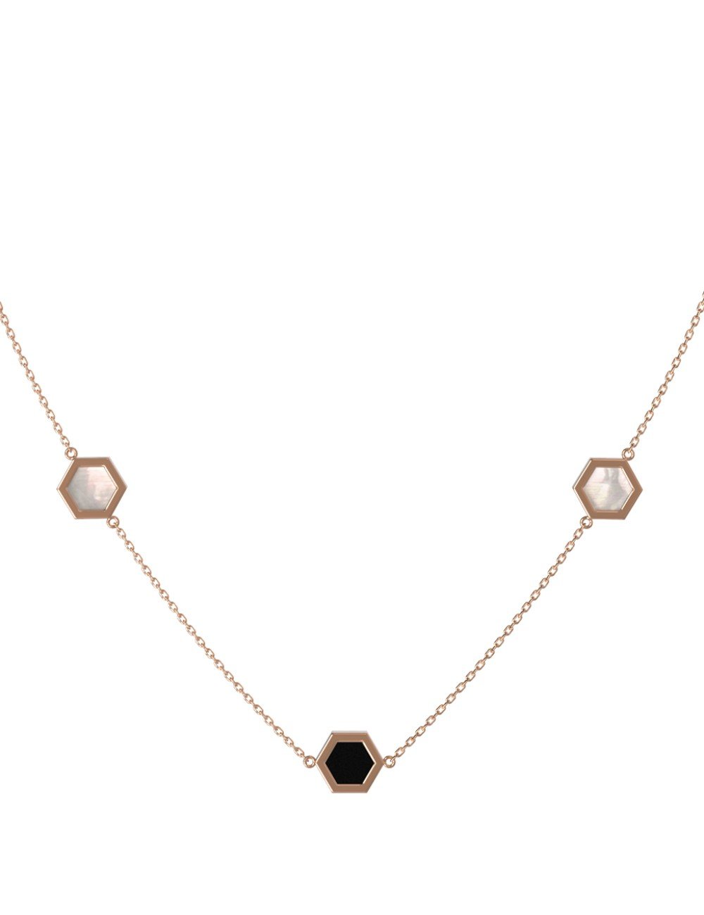 Колье из золота c ониксом и перламутром