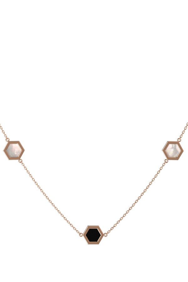 Колье из золота c ониксом и перламутром