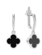 Серьги из белого золота c ониксом