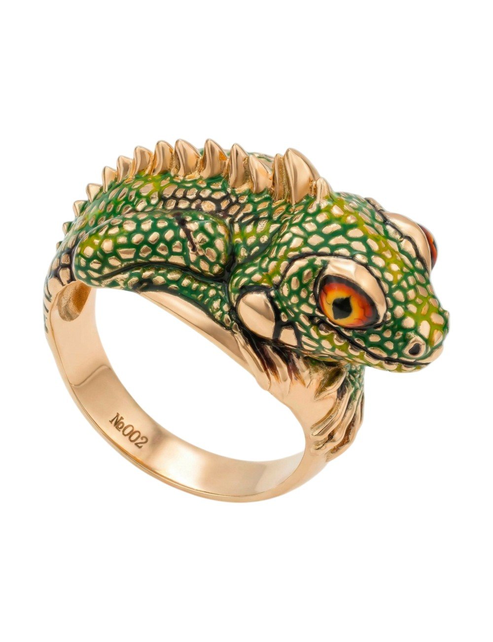 Кольцо из золота c эмалью и рубином