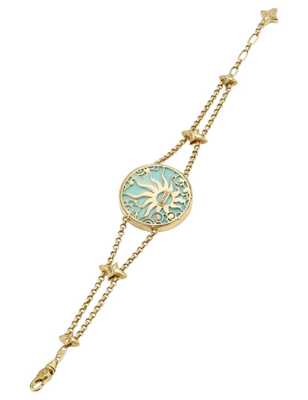 Браслет из лимонного золота c бирюзой и перламутром