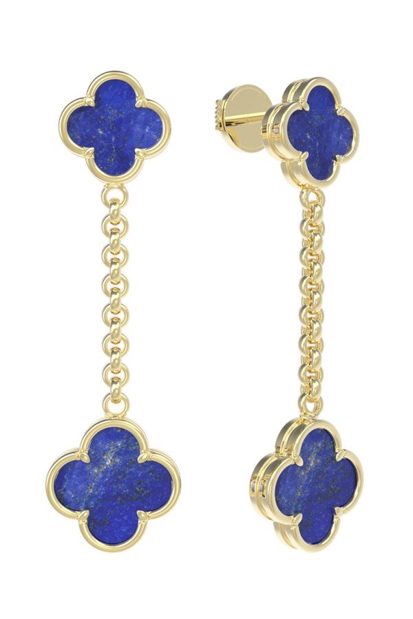 Серьги из лимонного золота c лазуритом