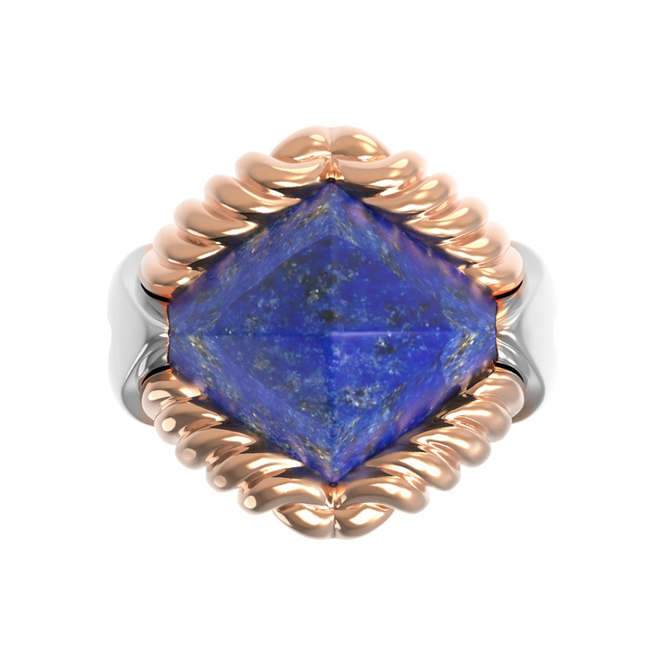 Кольцо из красного золота 585 пробы c лазуритом