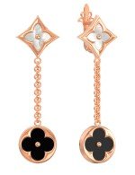 Серьги из золота c ониксом и перламутром