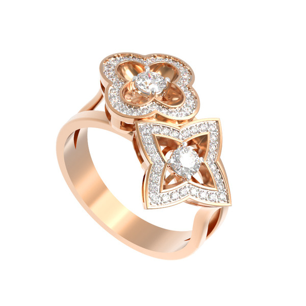 Кольцо из красного золота 585 пробы c бриллиантами