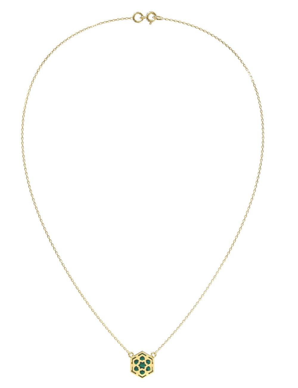 Колье из лимонного золота c малахитом