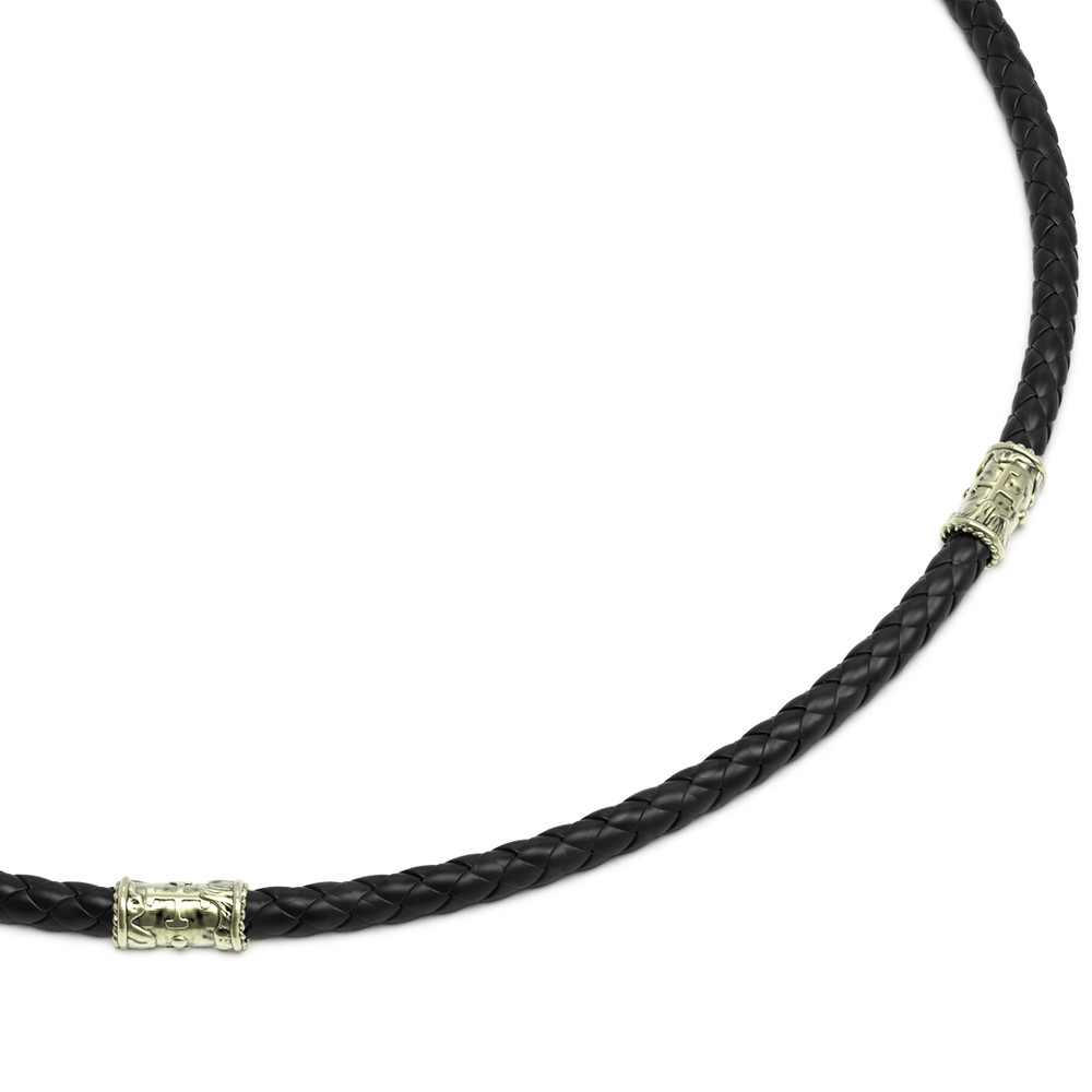 Цепь-шнурок кожа из зелёного золота 585 пробы c кожаным шнурком