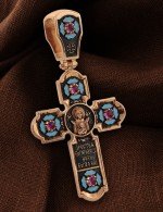Крест из золота c эмалью и рубином