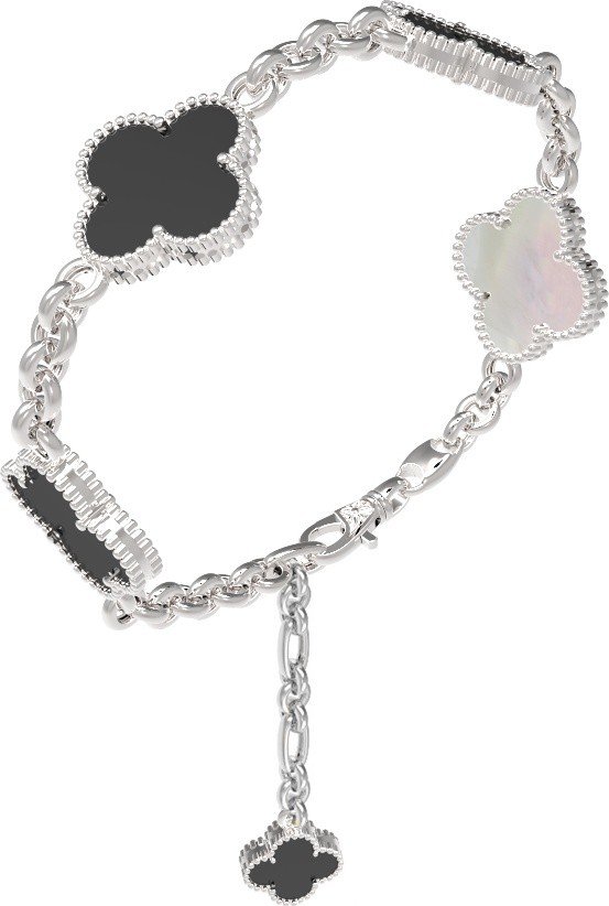 Браслет из белого золота c ониксом и перламутром