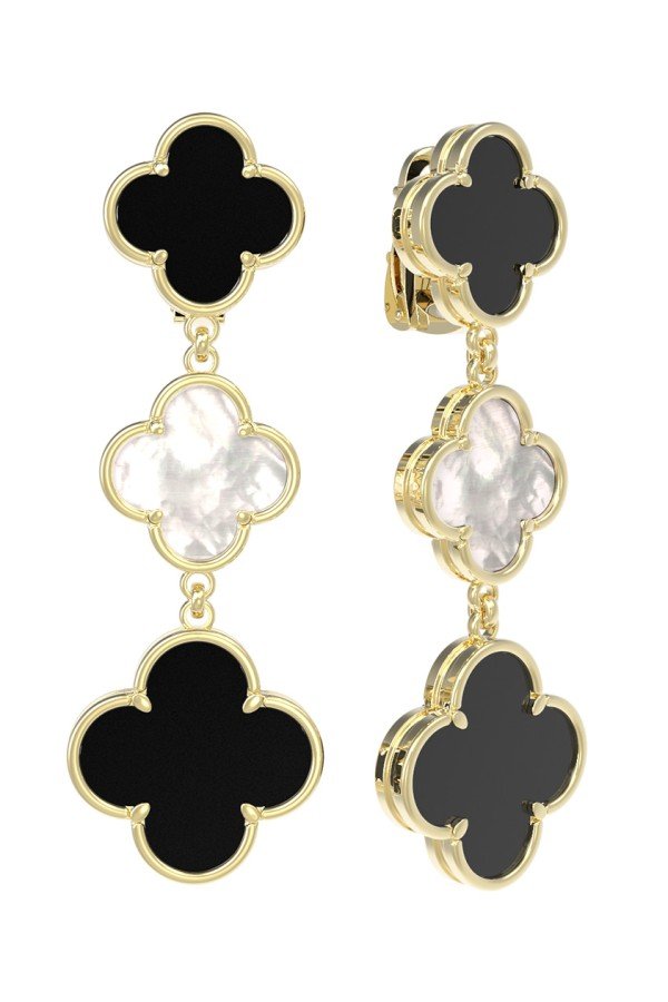 Серьги из лимонного золота c ониксом и перламутром