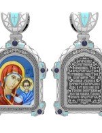 Образок из белого золота c эмалью, иконописью и темперой