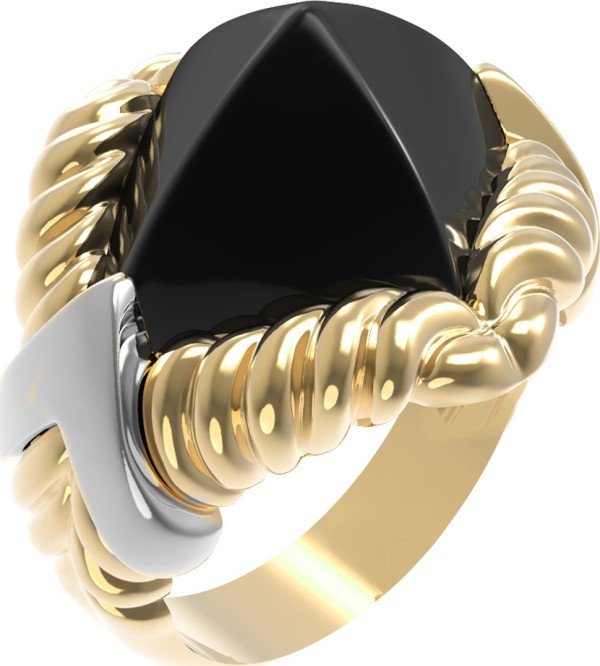 Кольцо из лимонного золота c ониксом