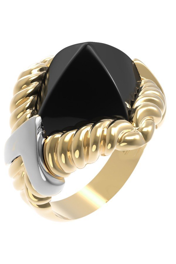 Кольцо из лимонного золота c ониксом