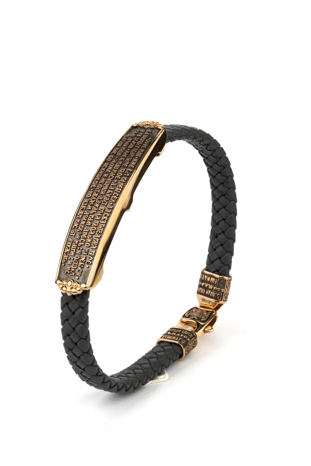 Браслет из красного золота 585 пробы c кожаным шнурком